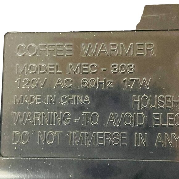 Electric Coffee Warmer MEC-303 120V AC 60Hz 17W Household Use Only Made In China - Picture 3 of 4
